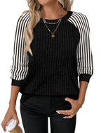 Womens Tops Long Sleeve Shirts Sweaters for Women Fall Teacher Outfits (XX-Large / Black White)
