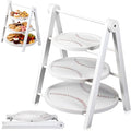3 Tier Baseball Serving Trays Wooden Shaped Baseball Platters 12'' 10'' 8'' Oval Charcuterie Plate Board Reusable Party Serving Plate for Game Tailgate Party Supplies (Baseball)