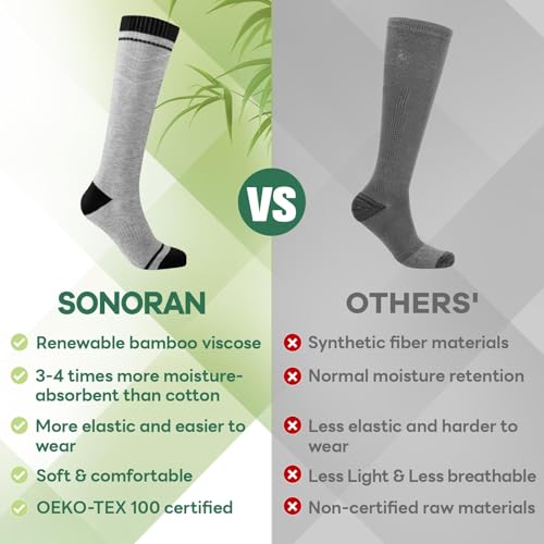 Bamboo Viscose Compression Socks for Women & Men (3 Pairs-(black/Gray/Blue) / Large-X-Large)