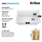 Bellucci 28 inch Granite Workstation Drop In Top Mount Single Bowl Kitchen Sink in White with Accessories (28 Inch / White)
