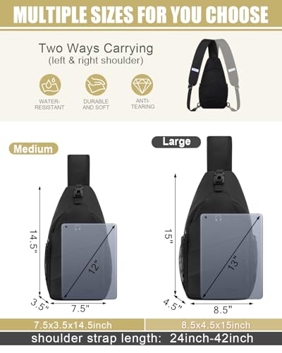 Crossbody Bags for Women Men Trendy Sling Bag Backpack Chest Bag (Large / Black)