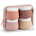 Travel Containers for Toiletries 4 Pack (3 oz / Red Soil-Clear Hard Zipper Case)