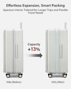 Expandable Large Checked Luggage (Smoke White / 28 Inch EXT)