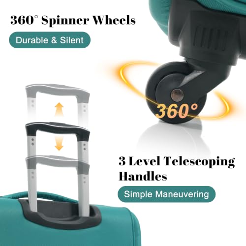 4 Piece Expandable Luggage Set (Softside Luggage(22/26/30) / Blue Green+18IN)