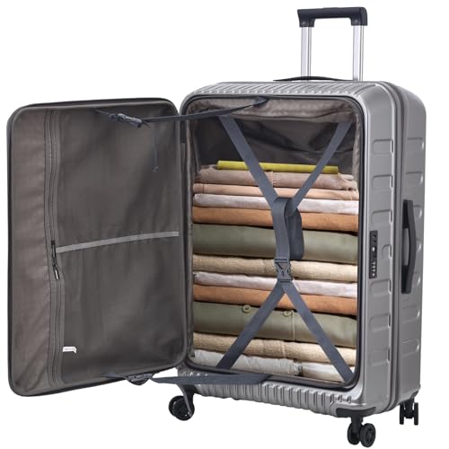 29 Inch Checked Luggage with Expansion and Side Opening (Dark Gray / 29 Inch)