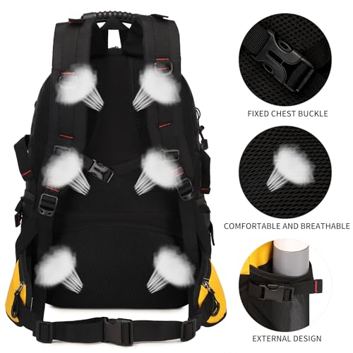 Nerlion 40L Hiking Backpack Travel Backpack for Men Women Camping Waterproof Outdoor Hiking Daypack Lightweight Backpack (A5- Yellow)