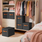 Storage Bins with Lids (Black / L(8-Pack))