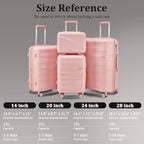 Luggage Sets 6 Piece Expandable Suitcase (Pink / 6 Piece Set (14in/20in/24in/28in/DB/TB))