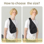 Crossbody Sling Bag Men Women (Black Leather / Small)