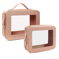 Clear Makeup Bag Set for Women (Dual Dark Pink)