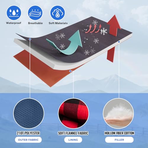 0 Degree Sleeping Bag Cotton Flannel Winter Cold Weather for Adults XXL Sleeping Bag 4 Season Big and Tall with Pillow Compression Sack (NAVY_R)