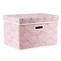 Collapsible Storage Boxes with Lids Fabric Decorative Storage Bins Cubes Organizer Containers Baskets with Cover Handles Divider for Bedroom Closet Living Room 14.9x9.8x9.8 Inch 1 Pack (Pink / Medium(1-Pack))