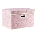 Collapsible Storage Boxes with Lids Fabric Decorative Storage Bins Cubes Organizer Containers Baskets with Cover Handles Divider for Bedroom Closet Living Room 14.9x9.8x9.8 Inch 1 Pack (Pink / Medium(1-Pack))