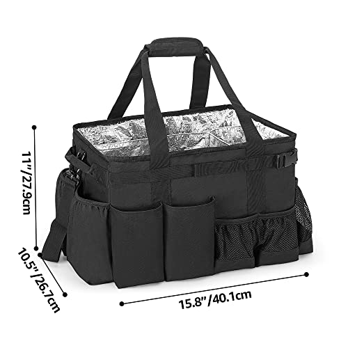 Large Grill Utensil Caddy with Paper Towel Holder for Cook Supplies (Black)
