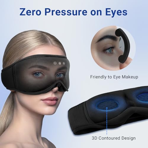 Bamboo Cotton Sleep Mask with Bluetooth Headphones (Black)