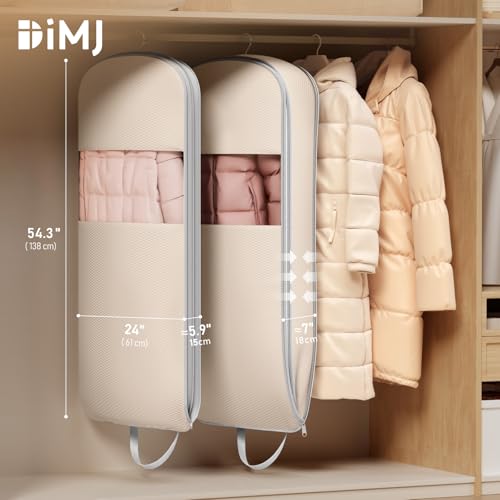 2 Pack 43" Garment Bags for Hanging Clothes (Beige Gray / 43" 2 Pack)