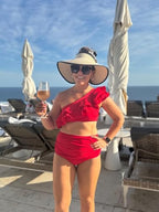 Womens Sun Hat with Ponytail Hole Wide Brim Beach Straw Visor (Medium / Beige With Black)