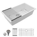 33"x19" White Undermount Granite Composite Kitchen Sink (White / 33"x19")