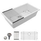 33"x19" White Undermount Granite Composite Kitchen Sink (White / 33"x19")