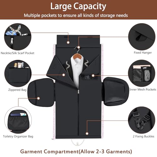 Garment Bag for Travel Convertible Carry on Travel Duffel Bag for Men Women (A06-Pink)