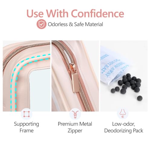 Clear Makeup Bag (2 Pack Pink / Hybrid Traveler (1 Large & 1 Medium - Soft))