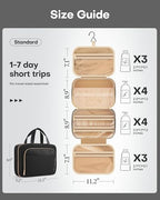 Hanging Travel Toiletry Bag Women Men (Black / Medium)