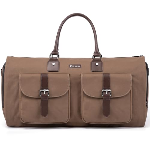 2-in-1 Canvas Garment Duffle Travel Bag with Shoulder Strap,Brown (Brown)
