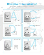 Universal Travel Adapter with 5ft Detachable Cord (Type A/C/G/D/M/I- All in One Adapter 5FT)