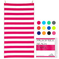 Microfiber Beach Towel Sand (O-rose Red Stripes / Large(60x30"))