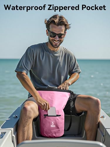 Waterproof Dry Bag Backpack with Zippered Pocket (Pink / 30L)