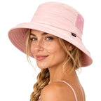 UVCoolix UPF 50+ Wide Brim Ponytail Sun Hat (Medium / Pink)