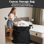 Canvas Laundry Bag 40"W x35"H (Black / XXL 40"Wx35"H┃1 Pack)