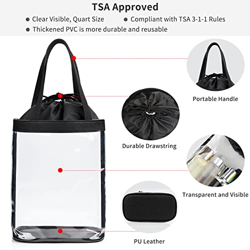 Clear Makeup Bags (Medium / 8-Black with Drawstring)