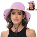 Sun Hats for Women Bucket Hat UV Protection Fishing Hat Wide Brim Safari Hats 2 in 1 Zip (1pack-light Purple)