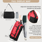 86L Collapsible Wheeled Duffle Bag Waterproof (Red)