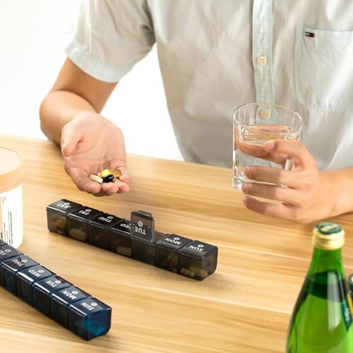2 Pack Weekly Large Pill Organizer (Blue-grey)