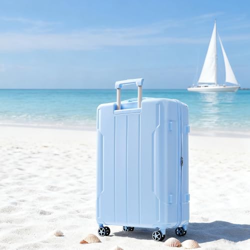 28 Inch Checked Luggage (Sky Blue Single / 28 Inch)