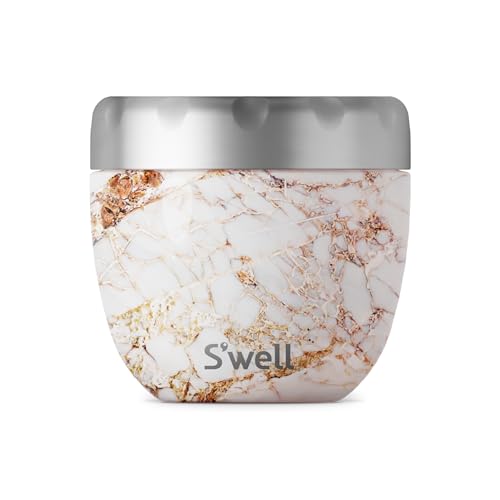 Eats 2-in-1 Nesting Bowls Triple-Layered Vacuum-Insulated Containers Keeps Food and Drinks Cold for 11 Hours and Hot for 7-with No Condensation-BPA Free, 21.5 oz, Calacatta Gold (Calacatta Gold / 21.5 ounces)