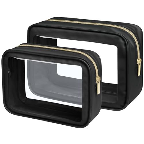 Clear Makeup Bag (2 Pack Black / Hybrid Traveler (1 Large & 1 Medium - Soft))