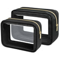 Clear Makeup Bag (2 Pack Black / Hybrid Traveler (1 Large & 1 Medium - Soft))