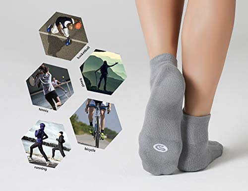 6 Pack Women's Ankle Socks with Cushion (Small / Grey)