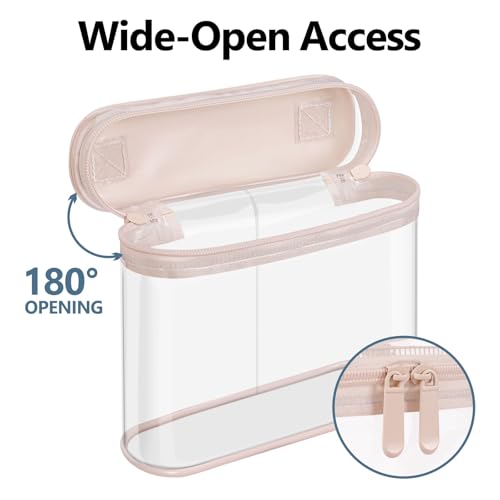 Clear Makeup Bag for Travel (Bright Pink / Mixed Size Series (1 Medium + 1 Large))