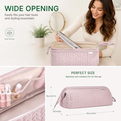 Shark Flex Style Case for Dyson Airwrap Hair Dryer Brush Revlon Hair Tools Travel Bag Carrying Case Flat Curling Iron Organizer (Pink)