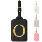 Personalized Initial Luggage Tags for Suitcase TSA Approved (Black Leather,glod Letter / O)