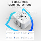 Universal International Power Travel Plug Adapter (White Grey)