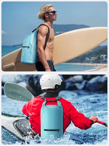 Waterproof Dry Bag Backpack with Zippered Pocket (Blue / 10L)