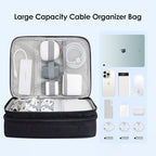 Double Layer Cable Organizer Bag Portable Travel Digital Storage (dark black)