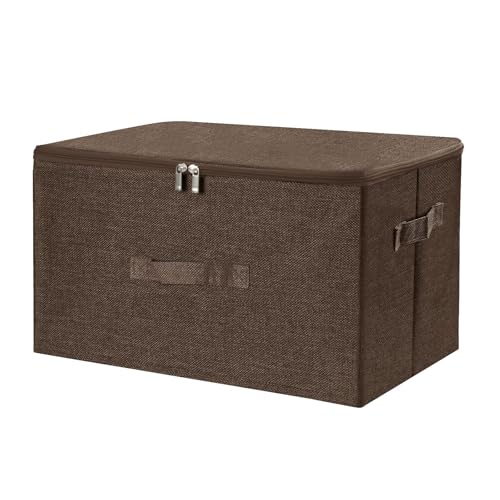 Fabric Storage Bins with Zipper Lids (Coffee / Large (Pack of 1))