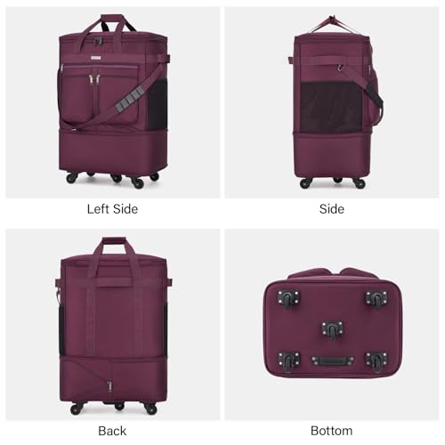 Expandable Luggage Bags for Travel Collapsible Suitcase with Wheels (Purple)