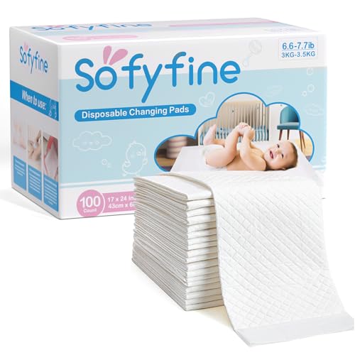 100 Count Disposable Changing Pads for Baby 17" x 24"Portable Changing Diaper Liners for Mess Free Travel (17"x24" (100 Count))